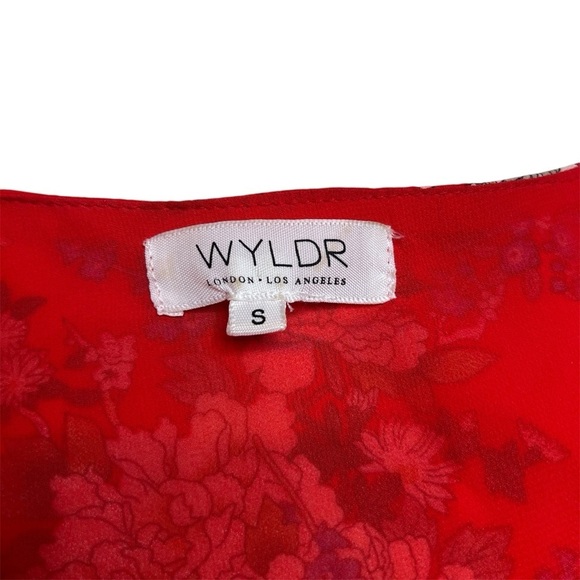 WYLDR Wicked Games Red Floral Long Sleeve Wrap Dress Size Small - Picture 5 of 14